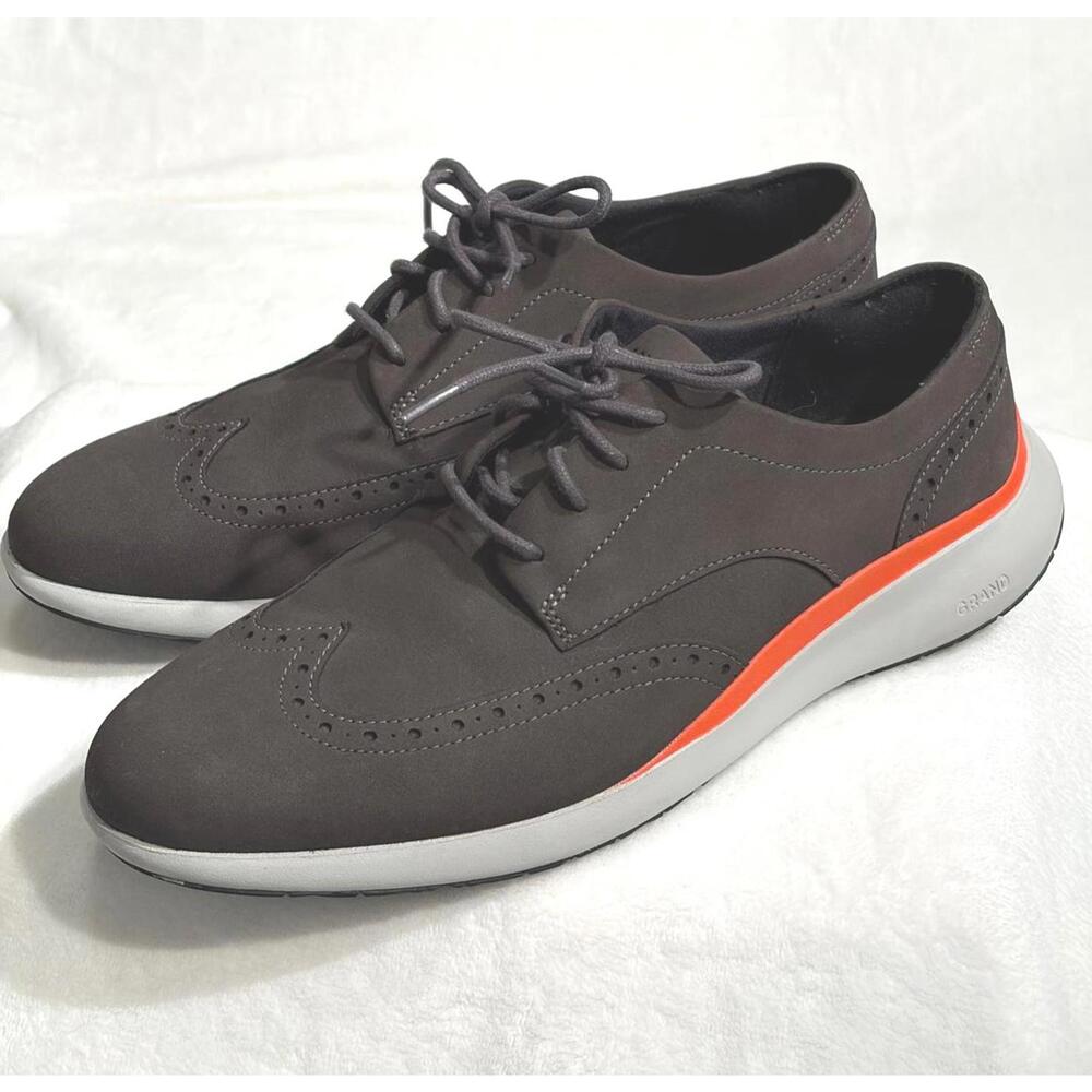 Cole Haan Grand Troy Wingtip Oxford 10M Grey Grand OS Hybrid Dress Shoe
